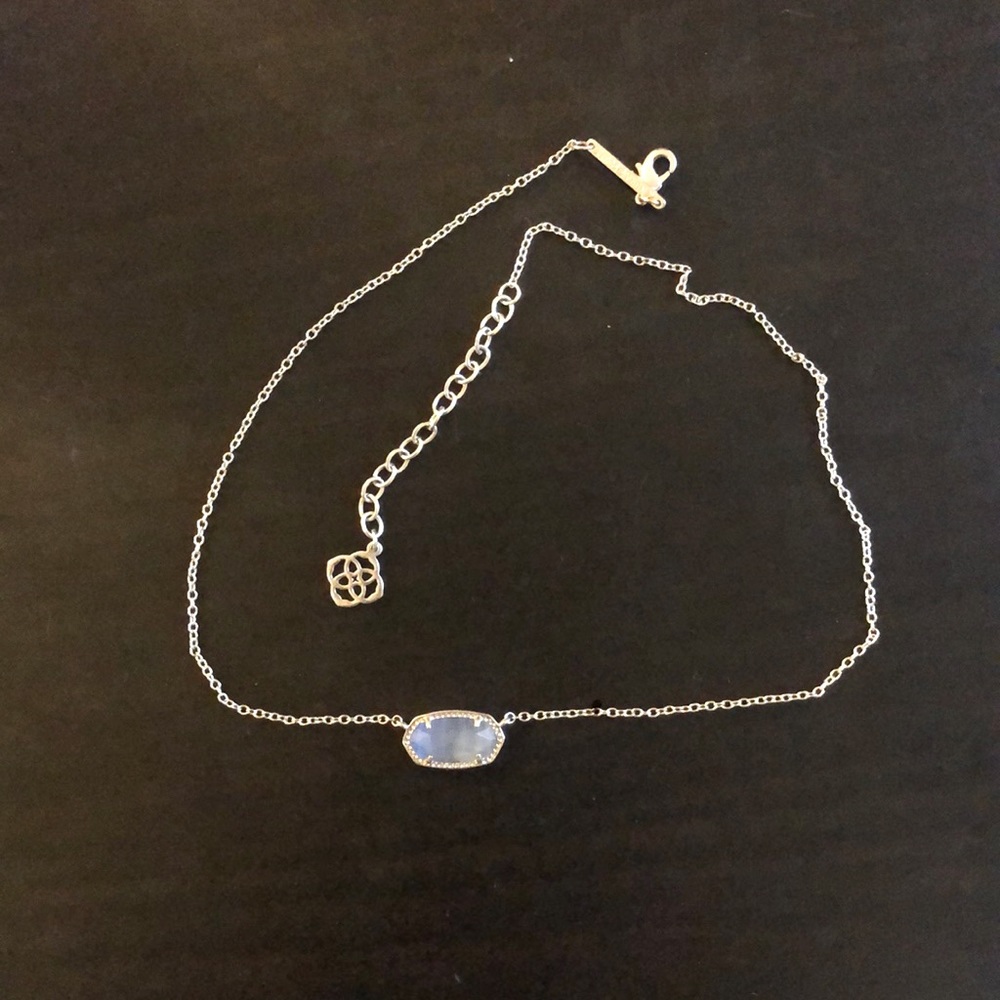 Kendra Scott necklace, silver, sky blue stone, never worn!